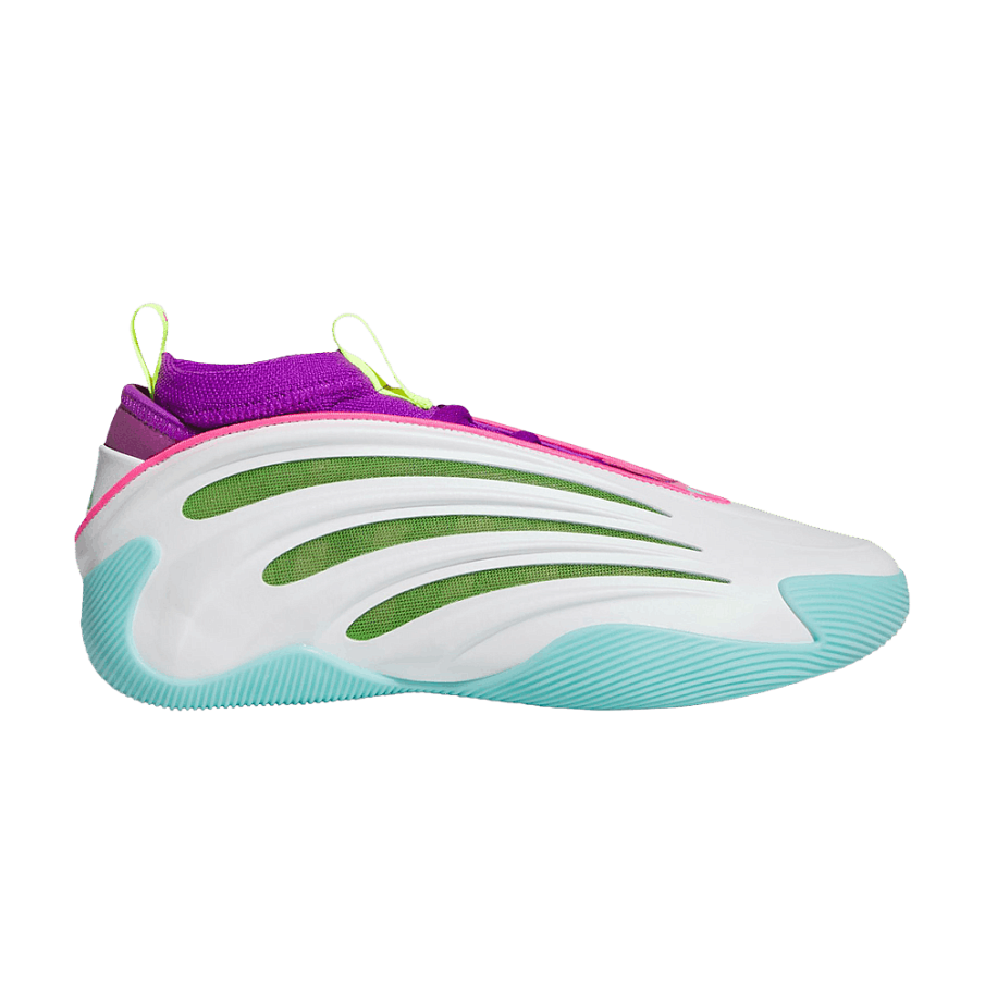 Фото № 1 с приближением к товару «‎Jalen Williams x adidas Harden Vol. 9 White Lucid Lime Pink (JQ4003)»