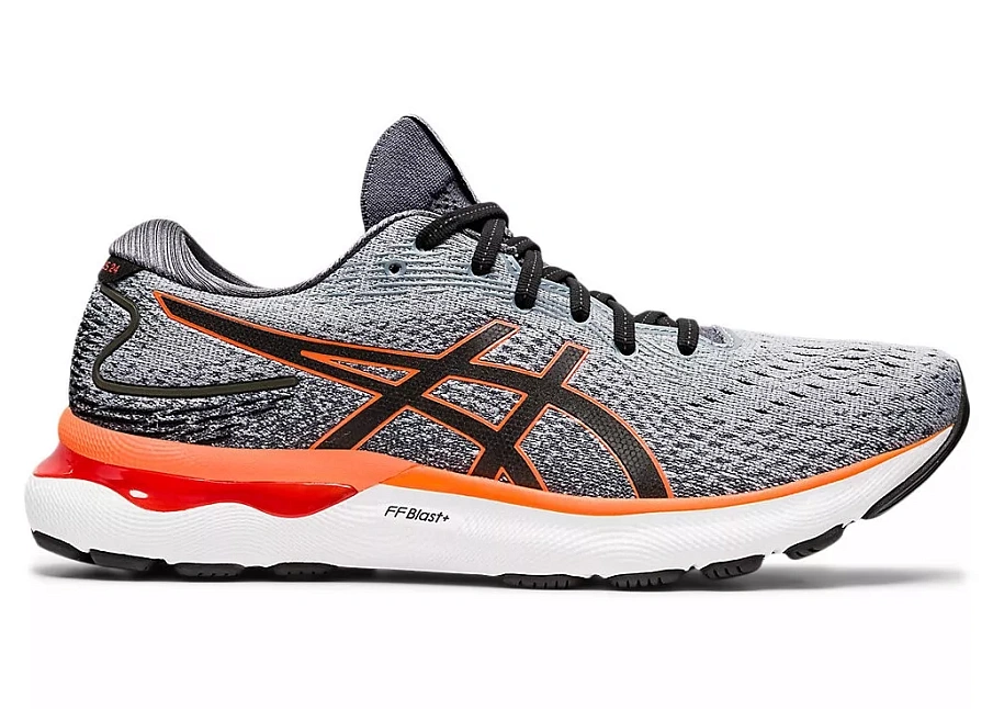 Фото № 1 с приближением к товару «‎ASICS Gel-Nimbus 24 Sheet Rock Grey Shocking Orange»