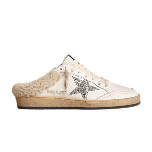 Golden Goose Women's Ballstar Shearling Sabot White Silver