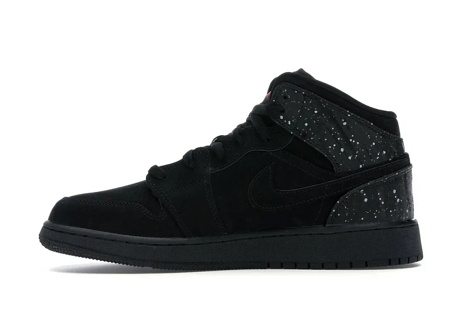 Фото № 3 с приближением к товару «‎Jordan 1 Mid Black Rush Pink White Splatter »