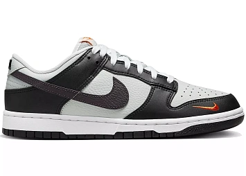 Nike Dunk Low Grey Black Orange Mini Swoosh - 1