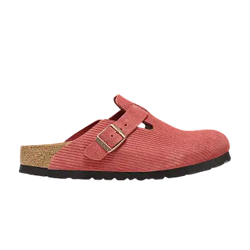 Birkenstock Boston Suede Embossed Corduroy Narrow Sienna Red