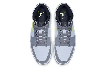 Nike Air Jordan 1 Mid Neon Basketball shoes Yellow Grey - 4