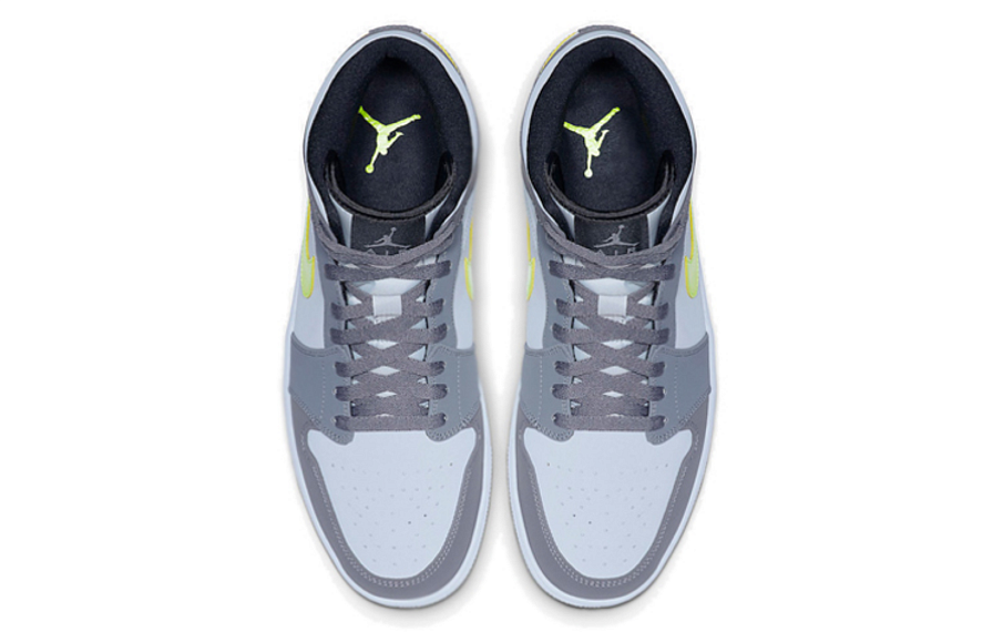Фото № 3 с приближением к товару «‎Nike Air Jordan 1 Mid Neon Basketball shoes Yellow Grey»