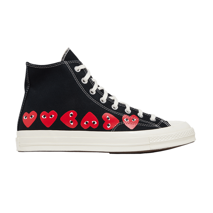 Фото № 1 с приближением к товару «‎Comme des Garçons PLAY x Converse Chuck 70 High Multi Heart - Black»
