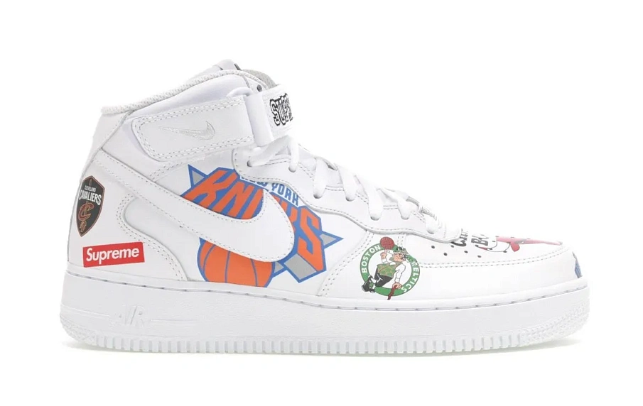 Фото № 1 с приближением к товару «‎Nike Air Force 1 Mid Supreme NBA White»