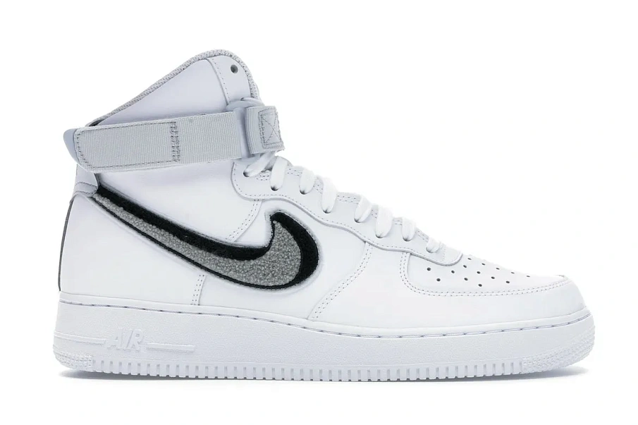 Фото № 1 с приближением к товару «‎Nike Air Force 1 High 3D Chenille White Grey Black»
