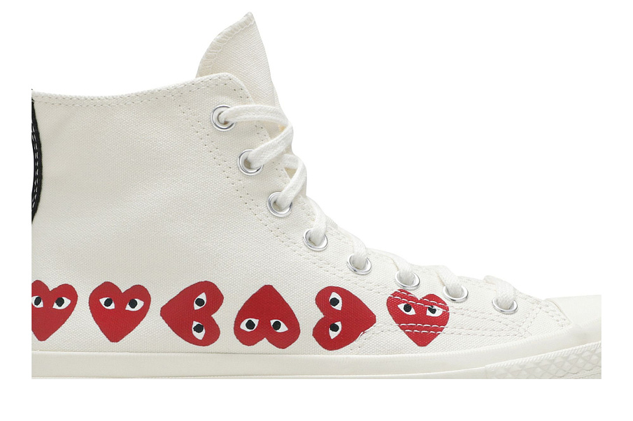 Фото № 3 с приближением к товару «‎Comme des Garçons Play x Converse Chuck 70 Hi Top Multi Heart»