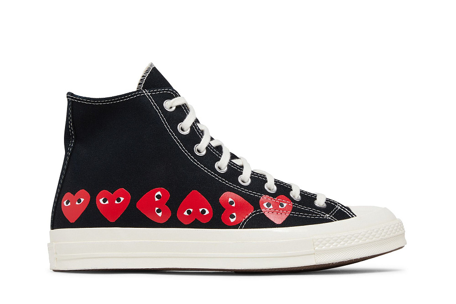 Фото № 2 с приближением к товару «‎Comme des Garçons PLAY x Converse Chuck 70 High Multi Heart - Black»