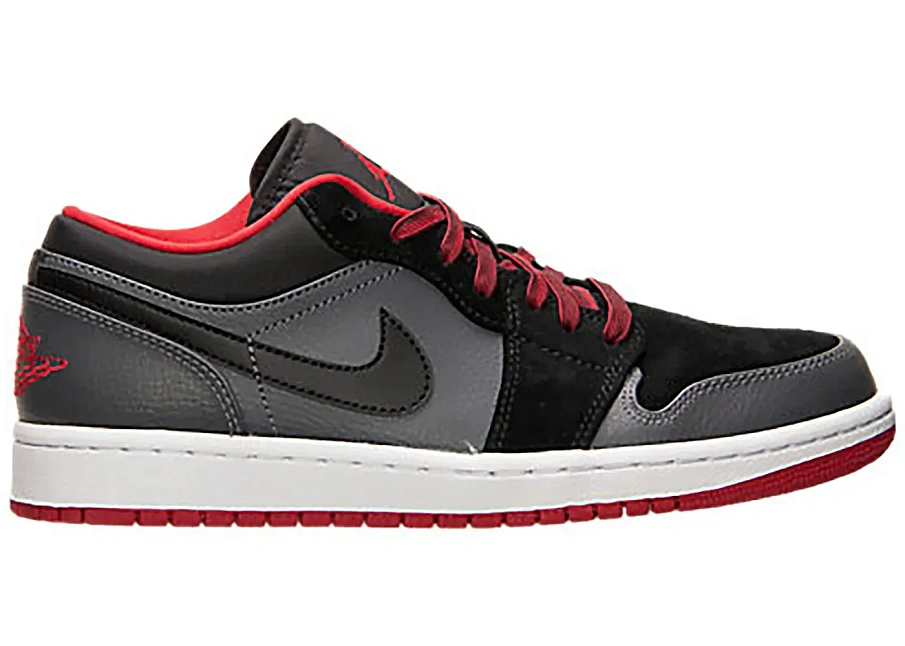 Фото № 1 с приближением к товару «‎Jordan 1 Low Black Dark Grey Gym Red»