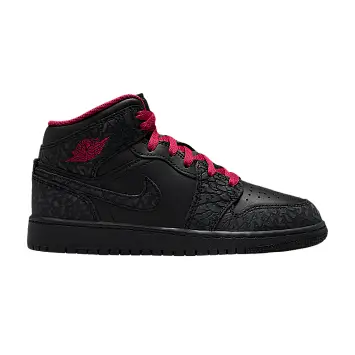 Air Jordan 1 Mid SE GS Black Black Tough Red - 1
