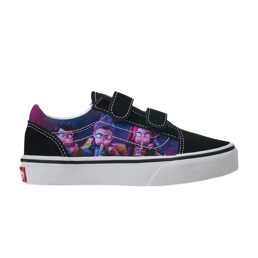 Фото № 1 с приближением к товару «‎K-Pop Demon Hunters x Vans Old Skool Little Kid Black Purple»