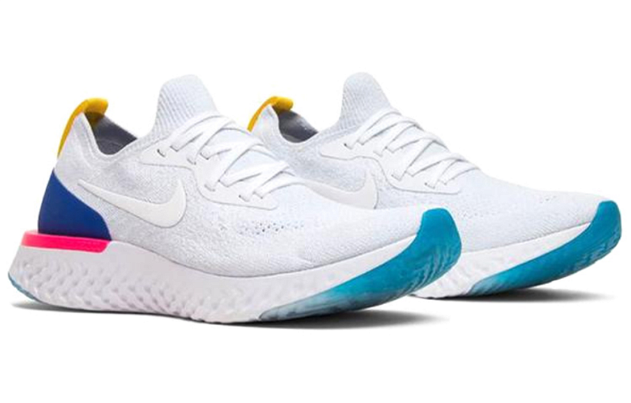 Фото № 2 с приближением к товару «‎Nike Epic React Flyknit White Racer Blue Pink Blast (W) WhiteRacer BluePink Blast»