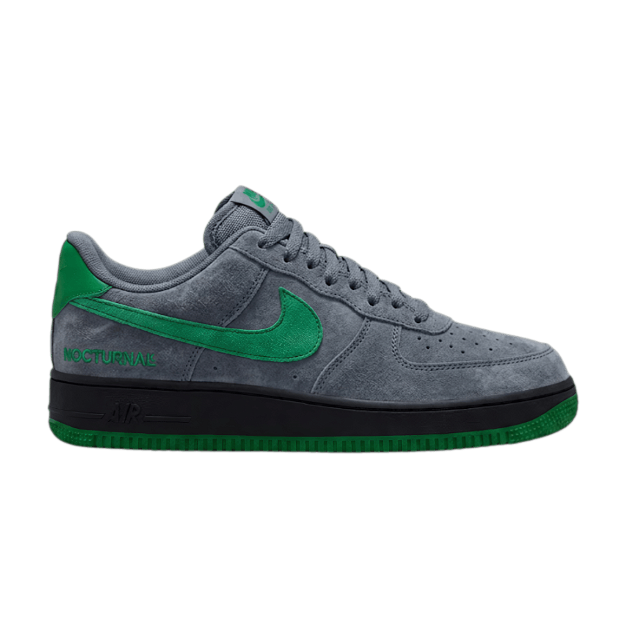Фото № 1 с приближением к товару «‎Nike Nocturnal x SB Air Force 1 Low Grey Suede With Green Swoosh»