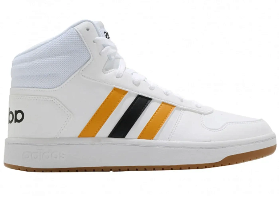 Фото № 1 с приближением к товару «‎adidas Hoops 2.0 Mid White Active Gold»