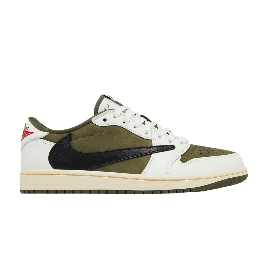 Фото № 1 с приближением к товару «‎Travis Scott x Air Jordan 1 Retro Low OG SP Reverse Olive / Medium Olive Sample»