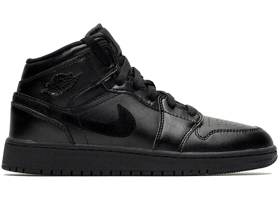 Фото № 1 с приближением к товару «‎Jordan 1 Mid Deep Black Nubuck Swoosh »