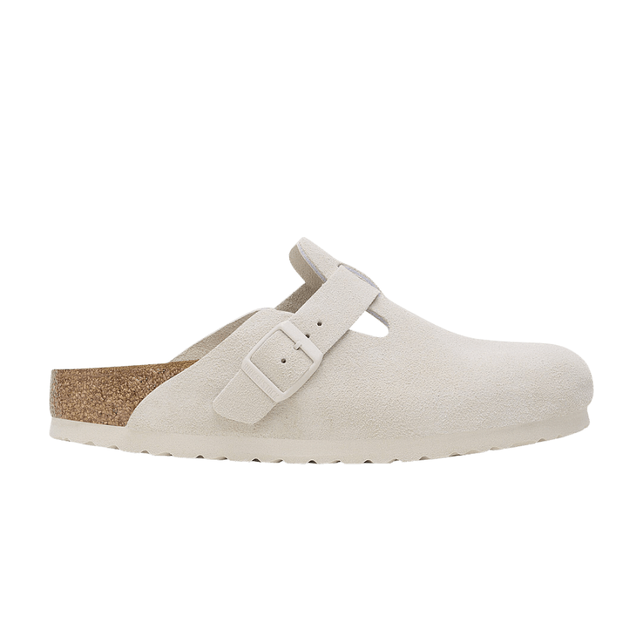 Фото № 1 с приближением к товару «‎Birkenstock Boston Soft Footbed Suede Leather Antique White»