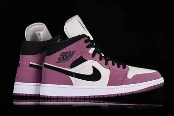 Nike WMNS Air Jordan 1 Mid Mid-Top Basketball Shoes Berry Pink - 3