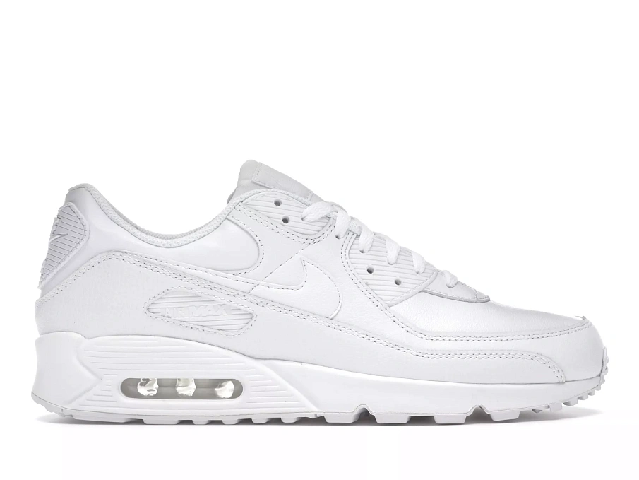 Фото № 1 с приближением к товару «‎Nike Air Max 90 Leather Triple White (2020)»