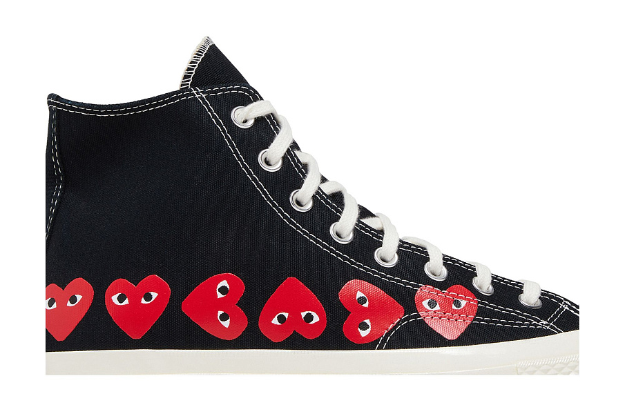 Фото № 3 с приближением к товару «‎Comme des Garçons PLAY x Converse Chuck 70 High Multi Heart - Black»