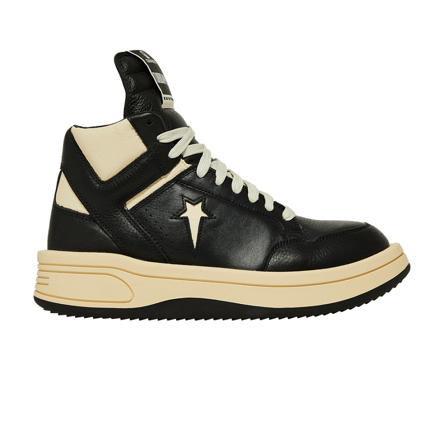 Фото № 1 с приближением к товару «‎Rick Owens x Converse DRKSHDW TURBOWPN Mid Black Cloud Cream»