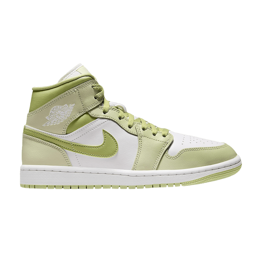 Фото № 1 с приближением к товару «‎Air Jordan Women's 1 Mid Olive Aura Lawn Coconut Milk Sail»