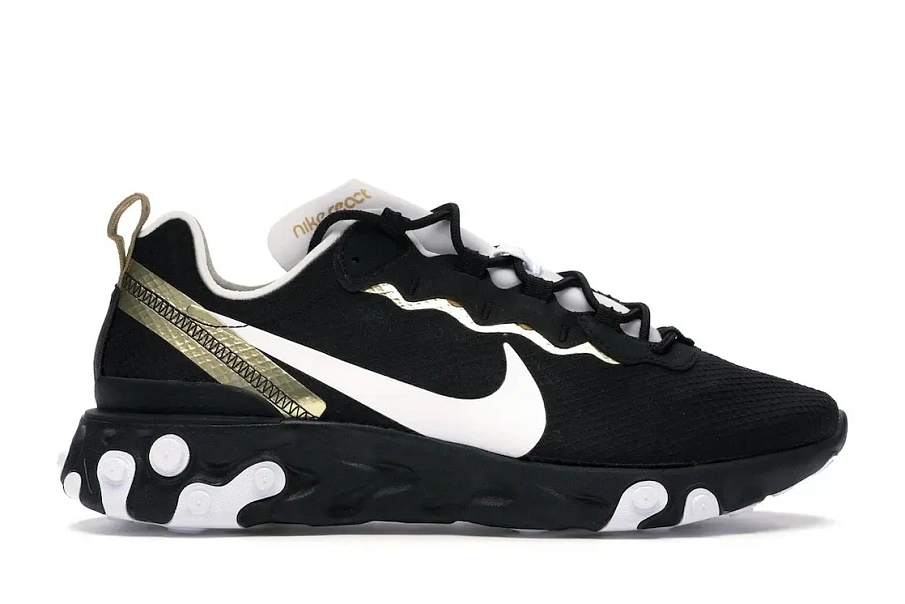 Фото № 1 с приближением к товару «‎Nike React Element 55 Black Metallic Gold White»