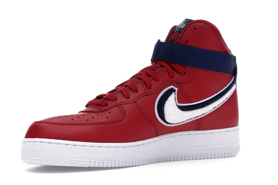Фото № 2 с приближением к товару «‎Nike Air Force 1 High 3D Chenille Swoosh Red White Blue»