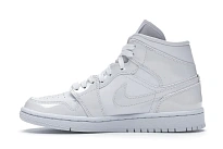Фото № 3 с приближением к товару «‎Jordan 1 Mid Triple White Patent Swoosh »