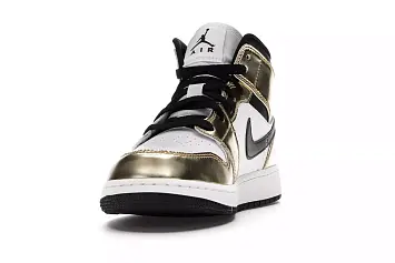 Jordan 1 Mid Metallic Gold Black White  - 5
