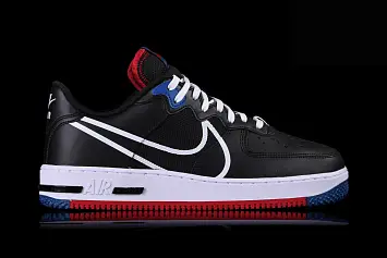 Nike Air Force 1 React Low Skate Shoes BlackRedBlue - 1
