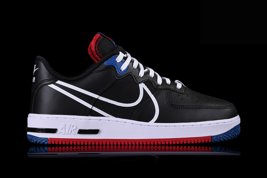Фото № 1 с приближением к товару «‎Nike Air Force 1 React Low Skate Shoes BlackRedBlue»