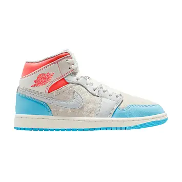 Women's Air Jordan 1 Mid Sail Hot Lava Blue Chill - 1