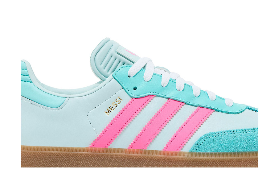 Фото № 3 с приближением к товару «‎Lionel Messi x adidas Samba J Halo Mint Lucid Pink»