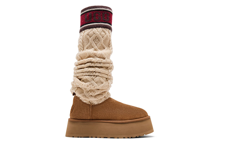 Фото № 2 с приближением к товару «‎UGG Women's Classic Sweater Letter Tall Chestnut»