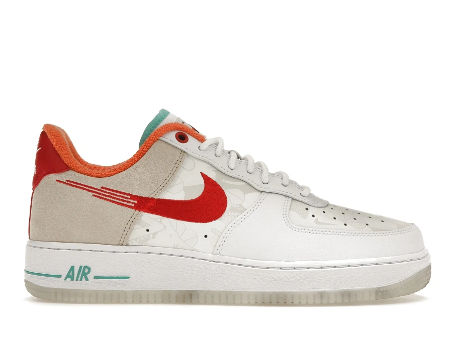 Фото № 1 с приближением к товару «‎Nike Air Force 1 Low 07 PRM Just Do It White Red Teal»
