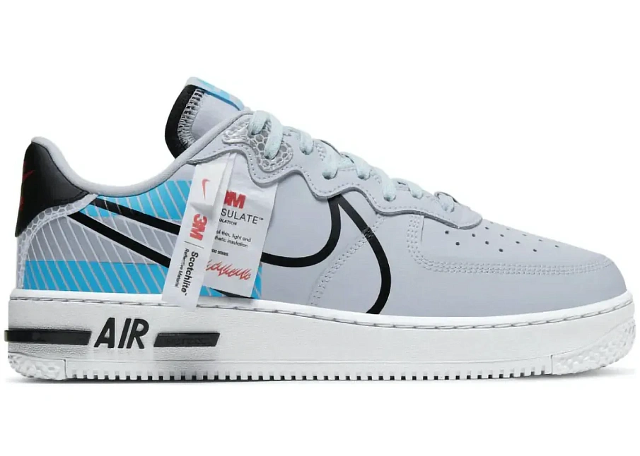Фото № 1 с приближением к товару «‎Nike Air Force 1 Low React 3M Pack Pure Platinum Baltic Blue»