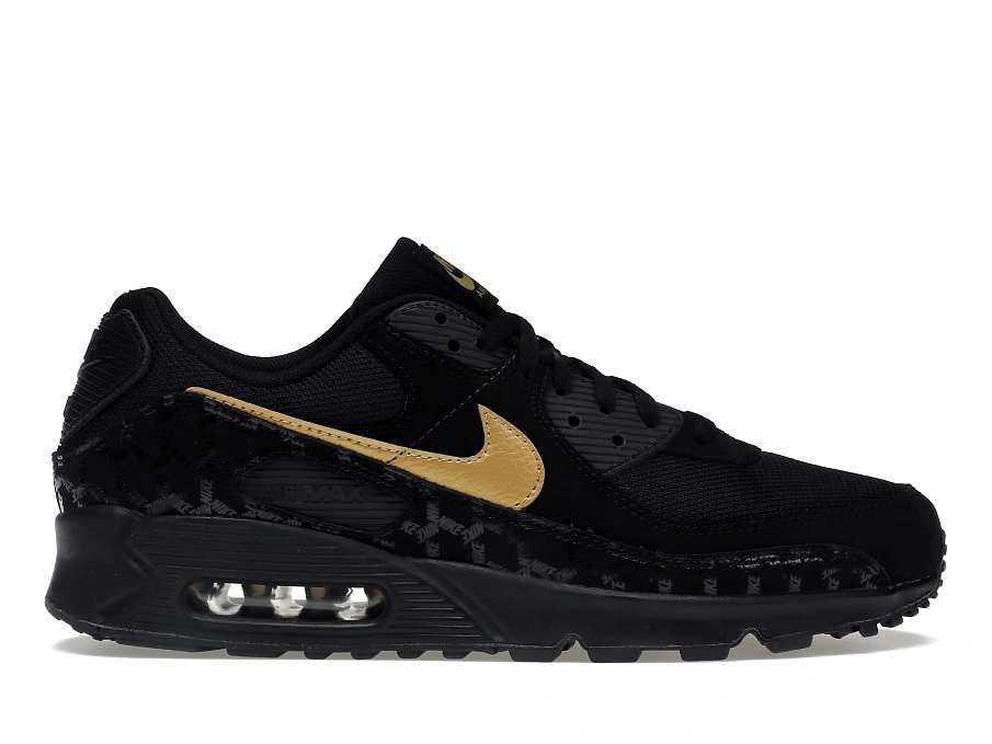 Фото № 1 с приближением к товару «‎Nike Air Max 90 Black Gold Muguard Pattern»