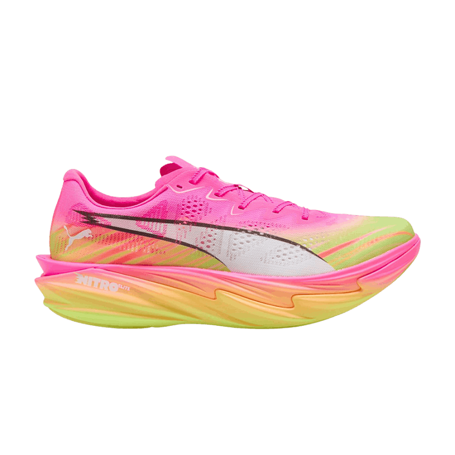 Фото № 1 с приближением к товару «‎Puma Deviate Nitro Elite 4 Poison Pink Yellow Alert Bright Aqua»