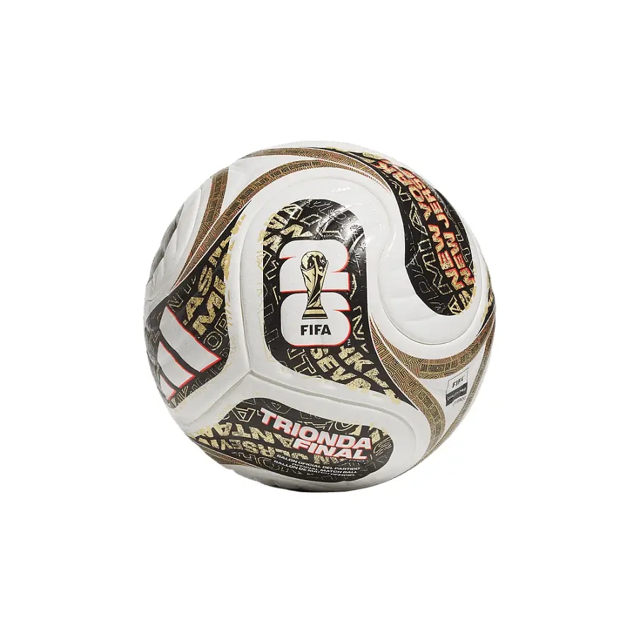 Фото № 1 с приближением к товару «‎adidas Fifa World Cup 26 Trionda Finals Pro Ball White / Black / Gold Metallic (JY8928)»