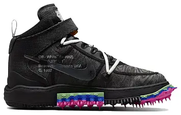 Off-White x Nike Air Force 1 Mid SP Skate Shoes Black - 3