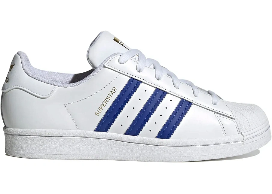 Фото № 1 с приближением к товару «‎adidas Superstar White Semi Lucid Blue Gold Metallic »