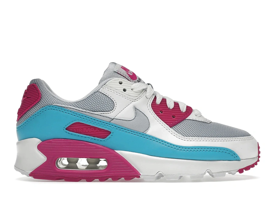 Фото № 1 с приближением к товару «‎Nike Air Max 90 White Vivid Pink Light Blue Fury »