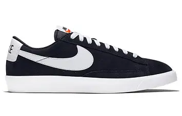 Nike Blazer Low Prm Vntg Suede Skate Shoes Black White - 2