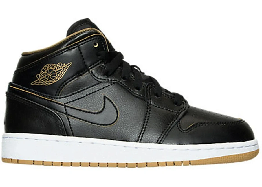 Фото № 1 с приближением к товару «‎Jordan 1 Mid Black Metallic Gold »