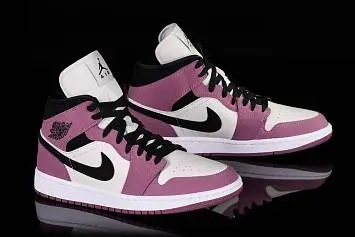 Nike WMNS Air Jordan 1 Mid Mid-Top Basketball Shoes Berry Pink - 2