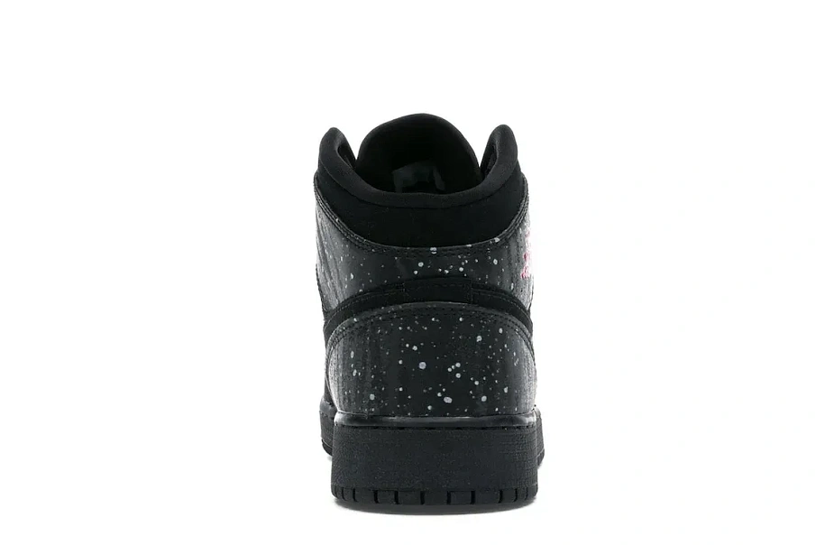 Фото № 4 с приближением к товару «‎Jordan 1 Mid Black Rush Pink White Splatter »