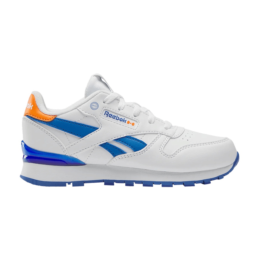 Фото № 1 с приближением к товару «‎Blippi x Reebok Classic Leather Step n Flash Little Kid White Blue Orange»