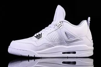 Air Jordan 4 Retro Pure Money (2017) Vintage Basketball Shoes White Metallic Silver Pure Platinum - 4